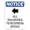 Signmission OSHA Sign, 10" H, Rigid Plastic, All Deliveries To Sign With Symbol, Portrait, V-10097 OS-NS-P-710-V-10097 - alternate 1